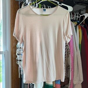 Old Navy Pink Ribbed Relaxed Short Sleeve T-Shirt